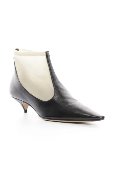 The Row Mesh Leather-trimmed Ankle Boots In Black