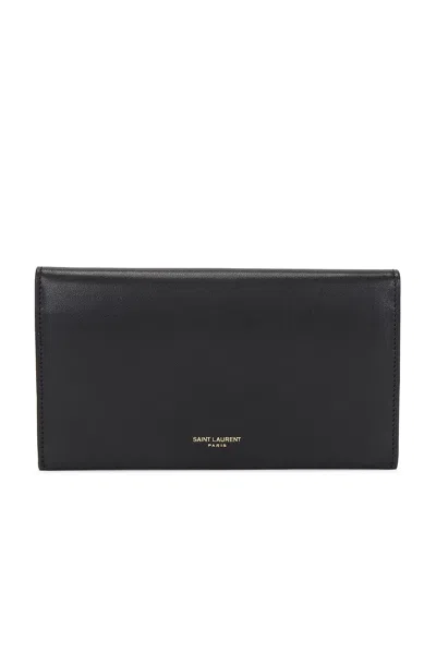 Saint Laurent Large Flap Wallet In Nero