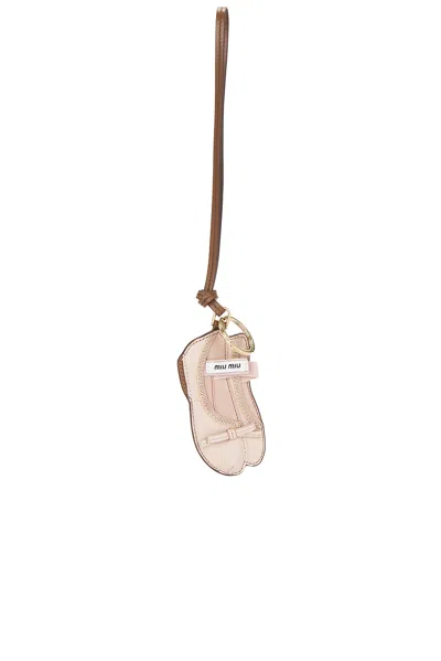 Miu Miu Trick Leather Miu Ballet Keyring Women In Ninfea