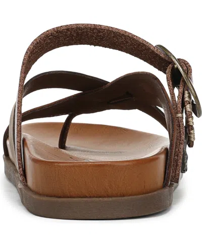 Blowfish Malibu Women's Lilac Thong Slide Platform Sandals In Walnut Faux Leather