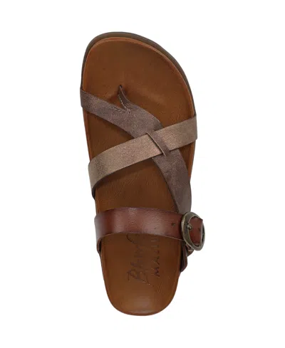 Blowfish Malibu Women's Lilac Thong Slide Platform Sandals In Walnut Faux Leather