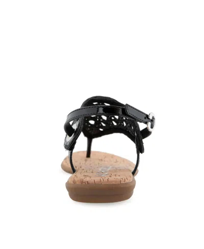 Aerosoles Women's Conclusion Thong Open Toe Sandals In Black Crochet Raffia