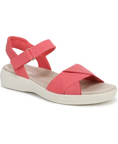Bzees Lifestride Lane Sandal In Coral Beach Stretch Denim Fabric