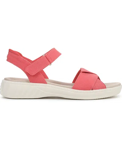 Bzees Lifestride Lane Sandal In Coral Beach Stretch Denim Fabric