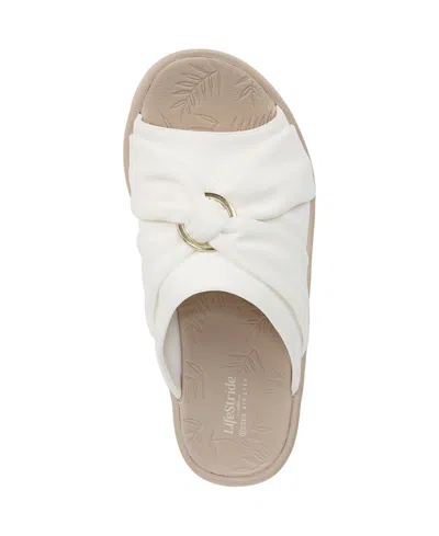 Bzees Lifestride Serenade Slide Sandal In White Fabric
