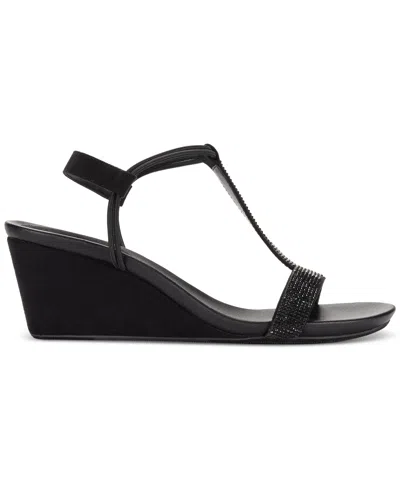 Style & Co Mulan Womens Dressy Slip On Wedge Sandals In Blk,black
