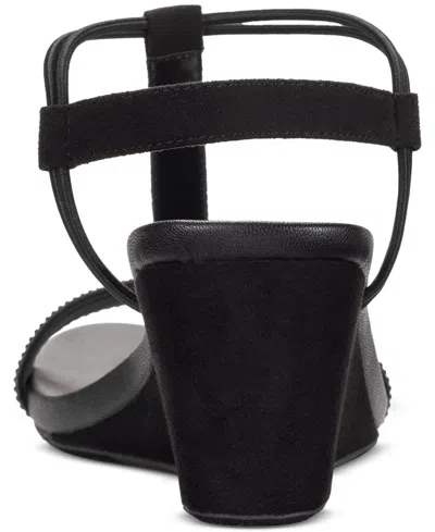 Style & Co Mulan Womens Dressy Slip On Wedge Sandals In Blk,black