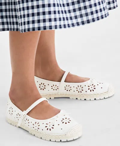On 34th Cassiee Espadrille Flats, Exclusively At Macy's In White Eyelet