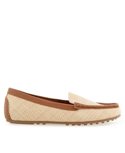 Aerosoles Women's Over-drive Round Toe Loafer Flats In Natural Raffia
