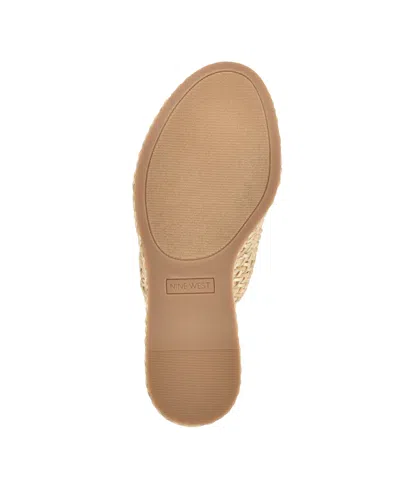 Nine West Everie 2 Womens Faux Leather Round Toe Platform Sandals In Natural,gold