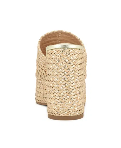 Nine West Everie 2 Womens Faux Leather Round Toe Platform Sandals In Natural,gold