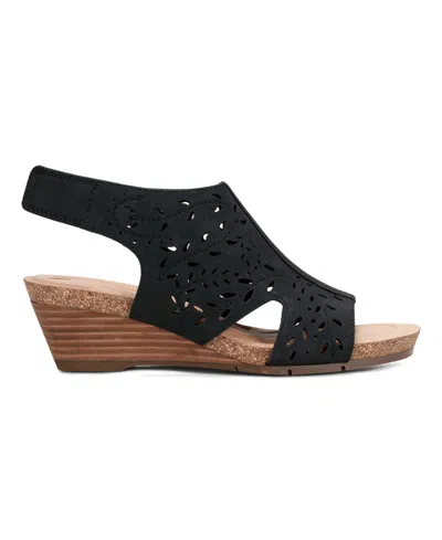 Earth Women's Halin Cutout Slingback Wedge Sandals In Black