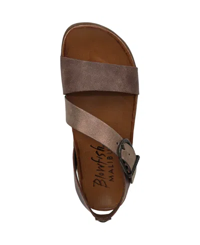 Blowfish Malibu Women's Lance Strappy Open Round Toe Platform Sandals In Walnut Faux Leather