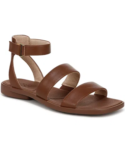Soul Naturalizer Women's Fiesta Ankle Strap Footbed Flat Sandals In Brown Faux Leather