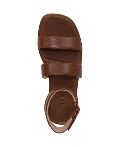 Soul Naturalizer Women's Fiesta Ankle Strap Footbed Flat Sandals In Brown Faux Leather