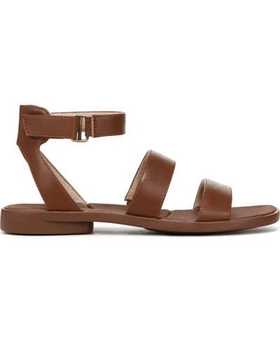 Soul Naturalizer Women's Fiesta Ankle Strap Footbed Flat Sandals In Brown Faux Leather