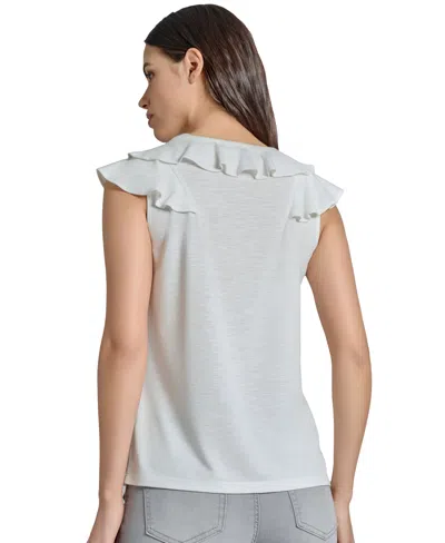 Jones New York Women's Ruffled V-neck Top In Nyc White