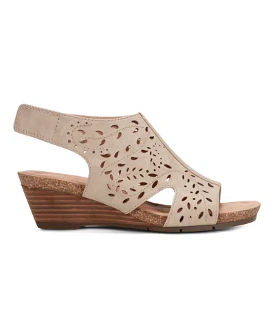 Earth Women's Halin Cutout Slingback Wedge Sandals In Light Sand