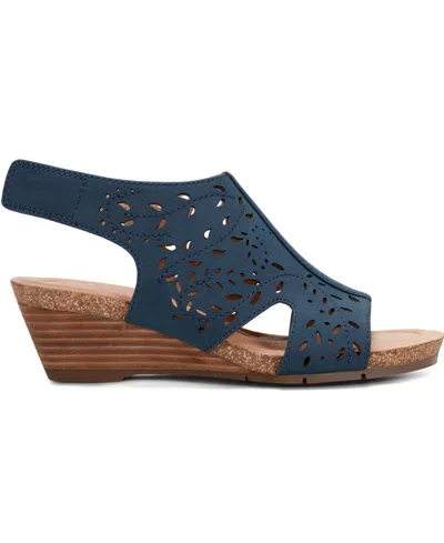 Earth Women's Halin Cutout Slingback Wedge Sandals In Navy
