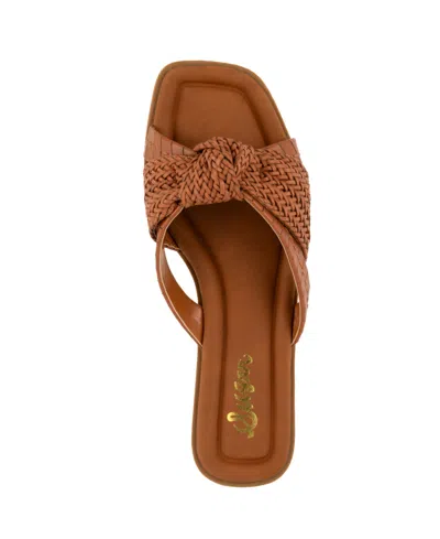 Sugar Women's Serona Open Toe Woven Knot Flat Sandals In Cognac