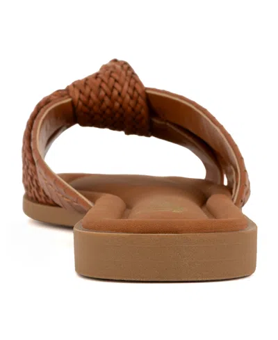 Sugar Women's Serona Open Toe Woven Knot Flat Sandals In Cognac