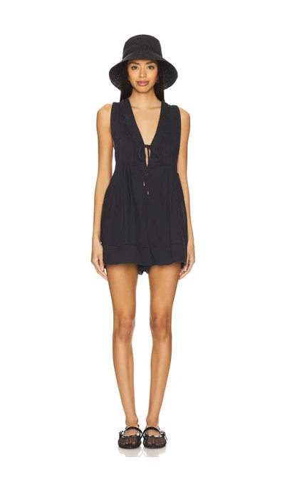 Free People Webster Sleeveless Romper In Black Wash