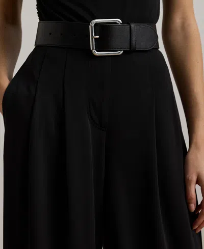 Ralph Lauren Women's Pleated Stretch Jersey Wide-leg Pants, Regular & Petite In Black