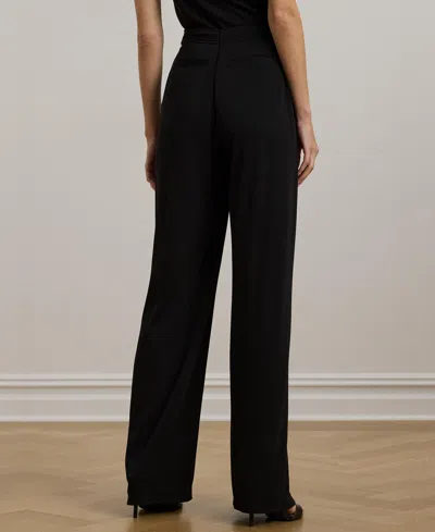 Ralph Lauren Women's Pleated Stretch Jersey Wide-leg Pants, Regular & Petite In Black