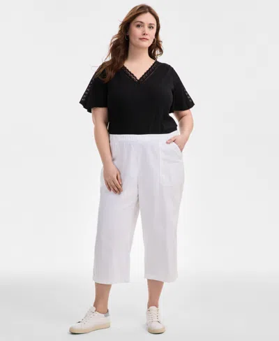 Style & Co Plus Size Pull-on Cropped Pants, Exclusively At Macy's In Bright White