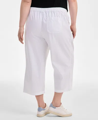 Style & Co Plus Size Pull-on Cropped Pants, Exclusively At Macy's In Bright White