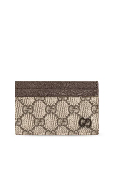 Gucci Gg Supreme Cardholder In Beige