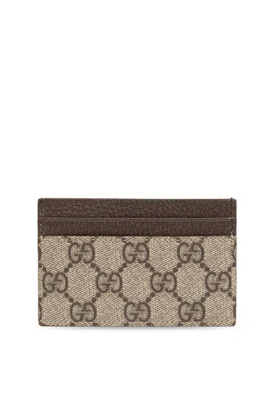 Gucci Gg Supreme Cardholder In Beige