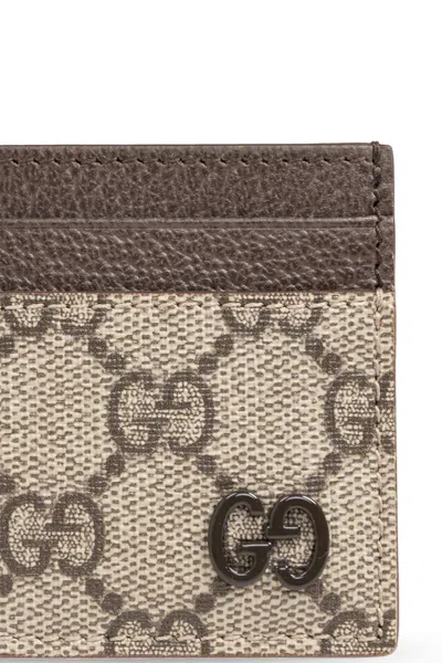 Gucci Gg Supreme Cardholder In Beige
