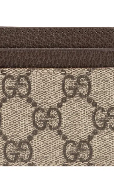 Gucci Gg Supreme Cardholder In Beige