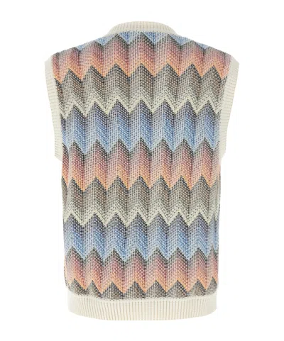 Missoni Zigzag Pattern Sleeveless V-neck Vest In Gray