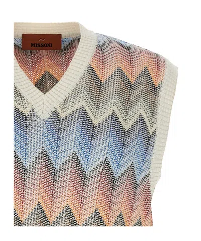 Missoni Zigzag Pattern Sleeveless V-neck Vest In Gray