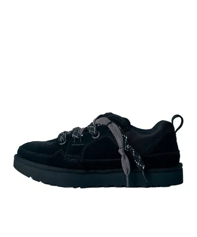 Ugg Lo Lowmel Suede Lace Up Trainers In Black