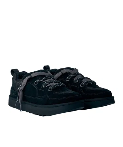 Ugg Lo Lowmel Suede Lace Up Trainers In Black