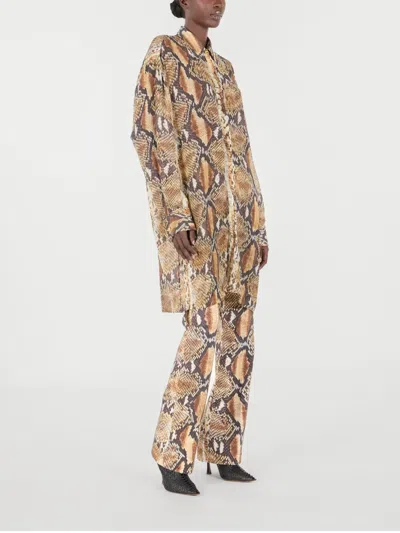 Roberto Cavalli Hemdkleid Mit Python-print In Brown