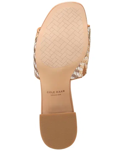 Cole Haan Calli Single Band Block Heel Slide Sandal In Striped Raffia,biscuit Leather