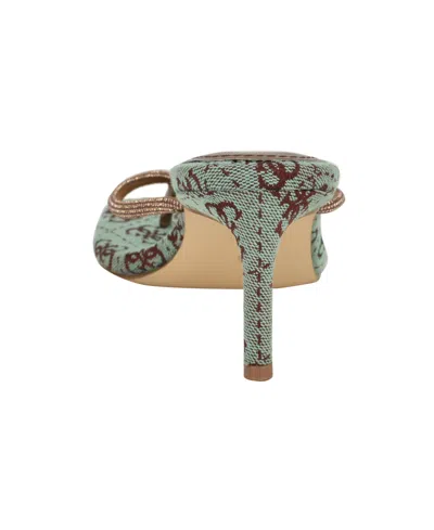 Guess Women's Mayan Rhinestone Thong Kitten Heel Sandals In Bronze,turquoise