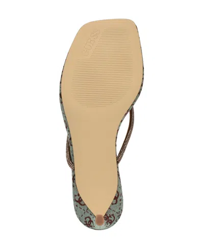 Guess Women's Mayan Rhinestone Thong Kitten Heel Sandals In Bronze,turquoise