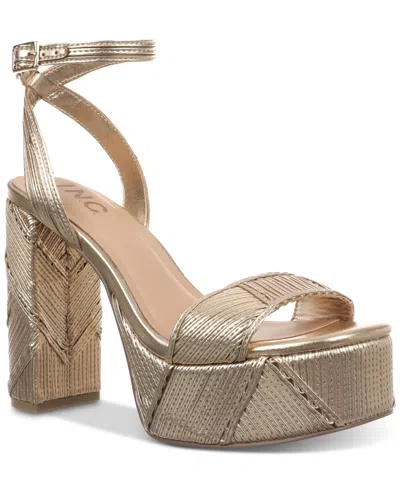 Inc International Concepts Women's Cindyy Platform Sandals, Exclusively At Macy's In Gold Smooth
