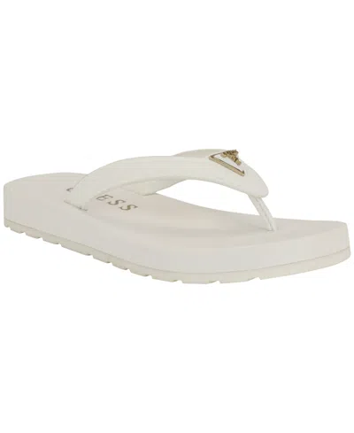 Guess Women's Candry Triangle Logo Eva Thong Flip Flop Sandals In White