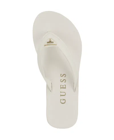 Guess Women's Candry Triangle Logo Eva Thong Flip Flop Sandals In White