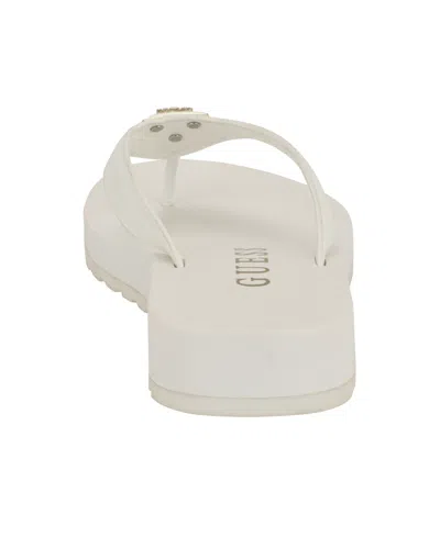 Guess Women's Candry Triangle Logo Eva Thong Flip Flop Sandals In White