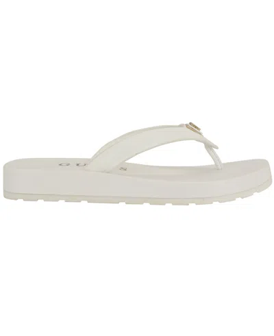 Guess Women's Candry Triangle Logo Eva Thong Flip Flop Sandals In White