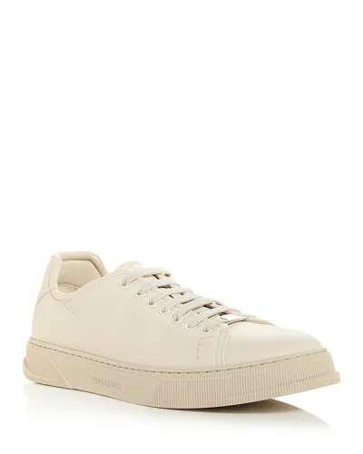 Ferragamo Salvatore Leather Sneakers Low-top Silhouette In Neutral