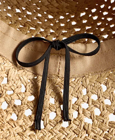 On 34th Faux-leather-trim Straw Bucket Hat, Exclusively At Macy's In Lt,pas Bwn