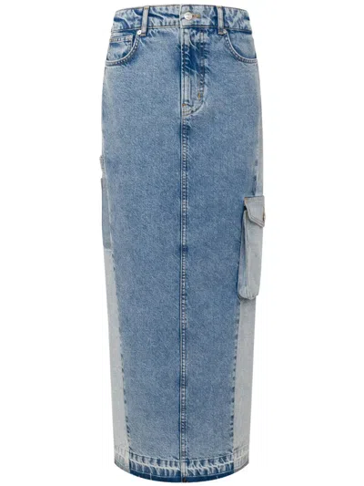 Moschino Long Denim Skirt In Blue